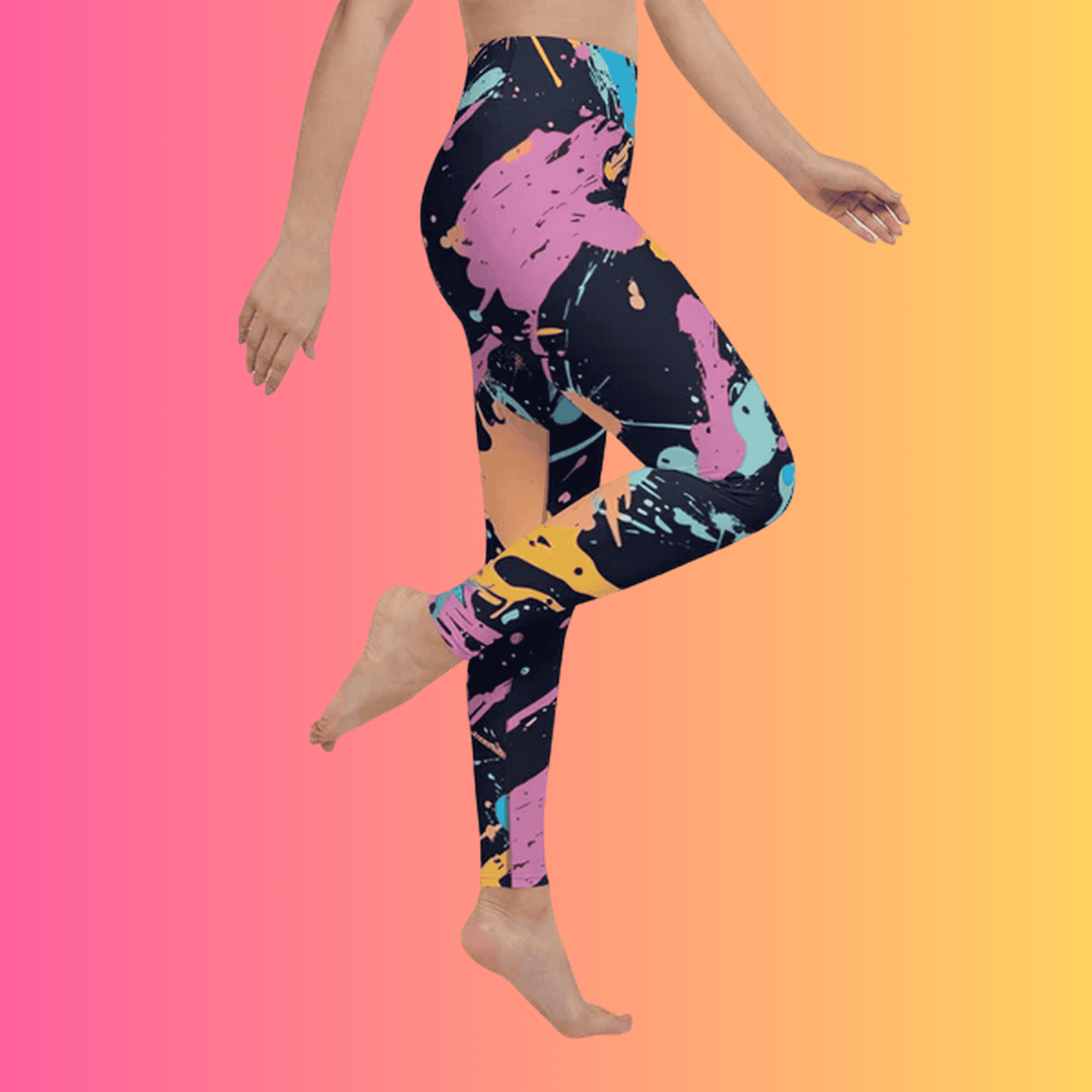 Bold Paint Splatter Yoga Leggings for EDM Festivals